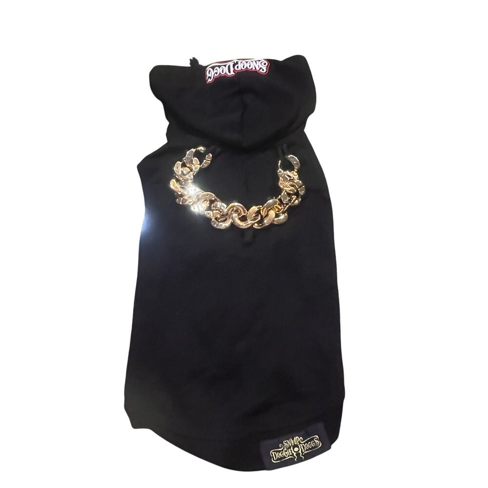 Snoop Dogg Dog Hoodie Large With Gold Chain Hip Hop Bling‎ Pet Sweater Rare